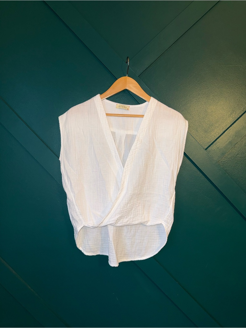 Starkx Cotten White Wrap-Front Blouse Lightweight Crinkle Texture Resort Wear